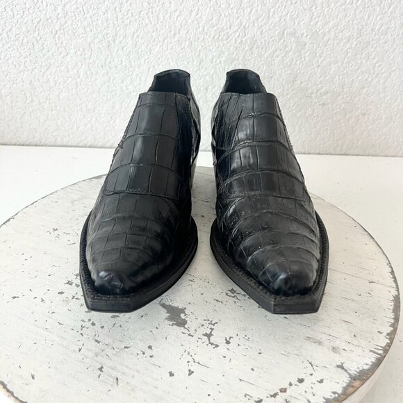 Rod Patrick Womens Pull on Shoes 5.5C Black Caiman Western Loafers Pointed Toe - Picture 5 of 9